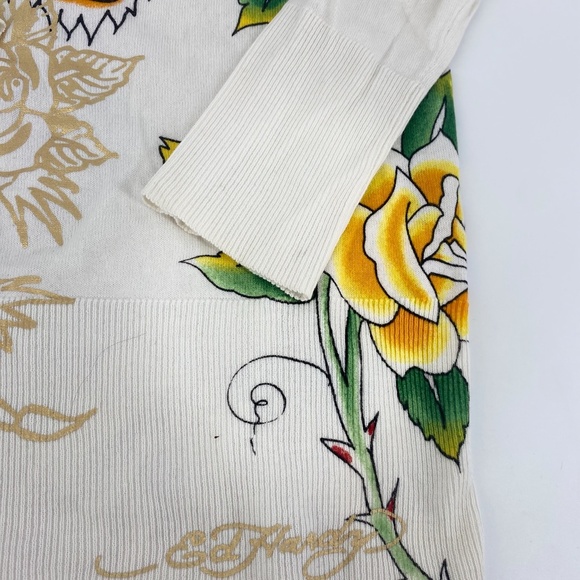 Pre-Owned Vintage Ed Hardy Tunic Sweater Y2K  SizeM White/Cream 100% Cotton - Picture 4 of 12